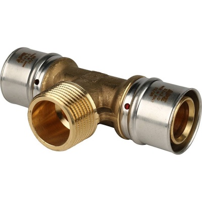 фото STOUT SFP-0008-161216 Тройник-переходник с наружной резьбой для металлопластиковых труб прессовой